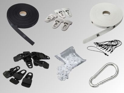 Befestigungsmaterial für Vorhänge - Klebebandrollen, HoldonClips und vieles mehr