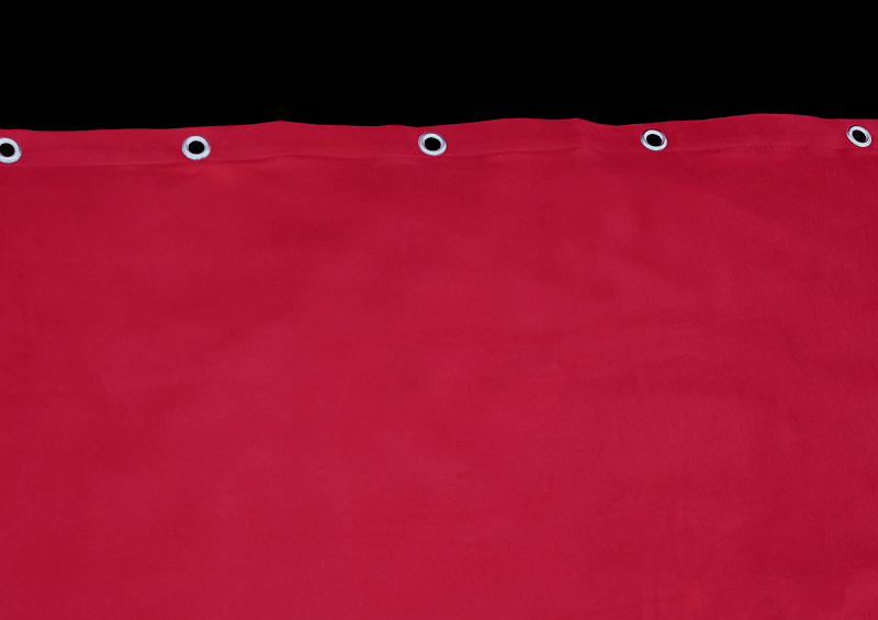 Faltenwurf des Vorhangs - roter Bühnenvorhang, alle 25 cm mit Edelstahlösen versehen