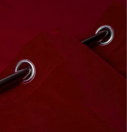 Samtvorhang mieten Bühnensamt bordeauxrot konfektioniert Befestigung Ösen Stange