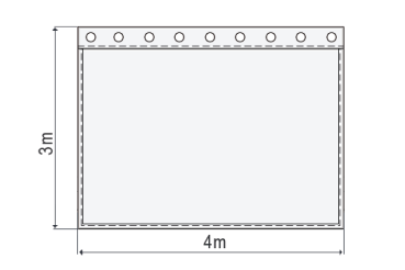 Akustikvorhang schwarz Molton 320 g/m² B=4m (geöst) x H=3m