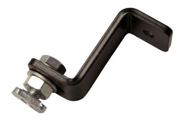 Wentex Eurotrack Universal Montagehalterung schwarz pulverbeschichtet – Seitenansicht Schraube und Mutter montiert