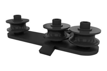 Wentex Seilführung mit 3 Rollen schwarz pulverbeschichtet – Seilführung im Eurotrack Schienensystem für Bühne und Studio Produktansicht