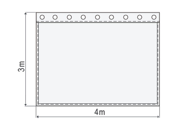 Akustikvorhang schwarz Molton 320 g/m² B=4m (geöst) x H=3m