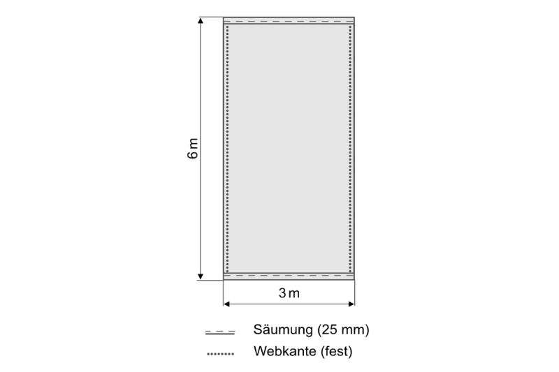 Skizze Bühnenmolton Easy gesäumt greenbox 3x6 Meter