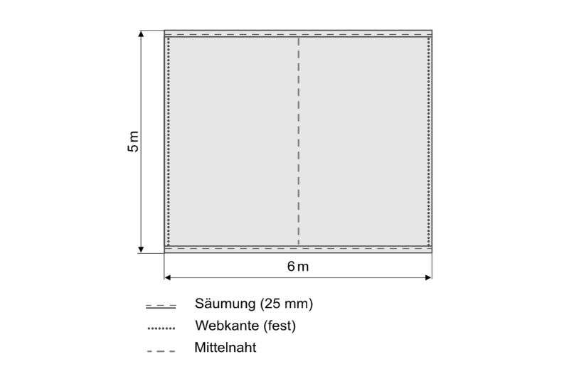 Bühnenmolton Easy gesäumt Skizze 6x5 Meter