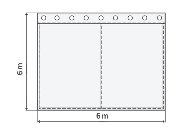 Skizze Dekomolton GREENLINE konfektioniert, schwarz, 6m x 6m