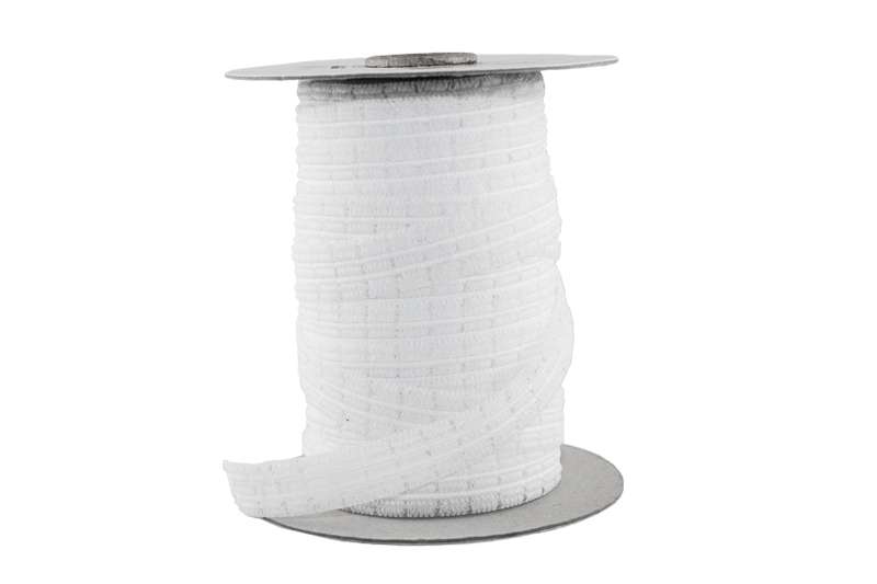 Flausch-Kräuselband zum Aufnähen, weiß, 20 mm breit, Meterware