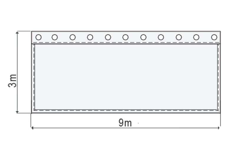 Satinmolton B1 konfektioniert, steingrau, B=9m (geöst) x H=3m