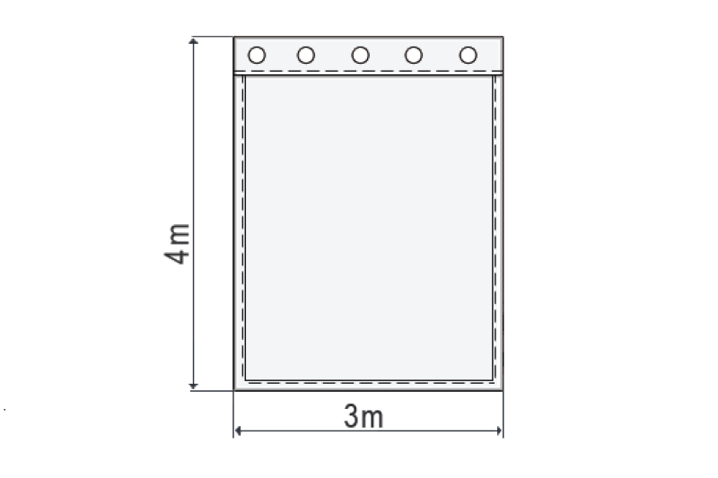Satinmolton B1 konfektioniert, weiß, B=3m (geöst) x H=4m