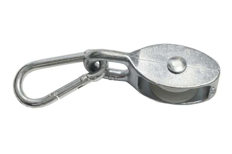 Wentex Eurotrack Ballastzug 90 mm – kompakte Umlenkrolle mit 35 x 12 mm Riemenscheibe zur Seilführung im Eurotrack Schienensystem für Bühne und Technik