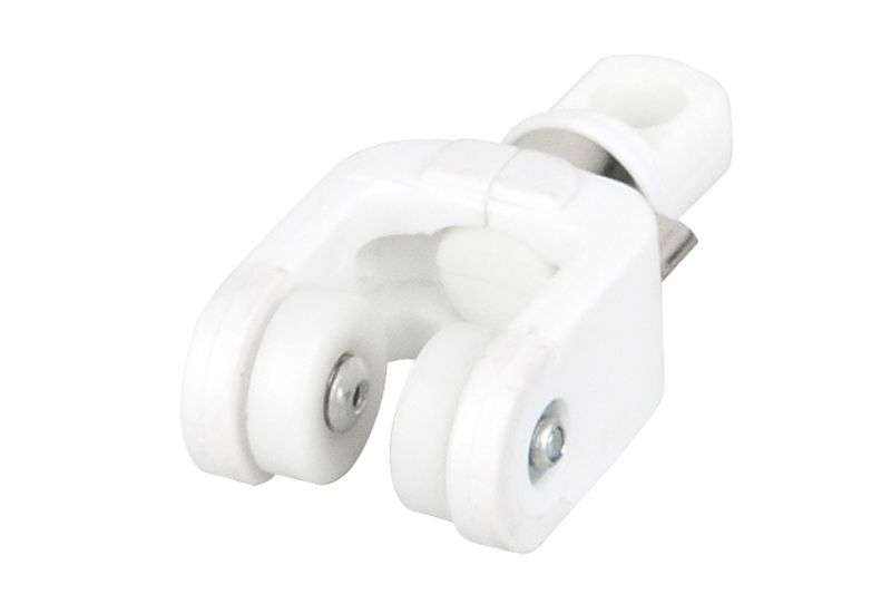 Wentex Eurotrack Laufrolle 2 Räder weiß – Vorhanglaufrolle ohne Zubehör zur flexiblen Befestigung mit Karabiner oder S-Haken im Eurotrack Schienensystem