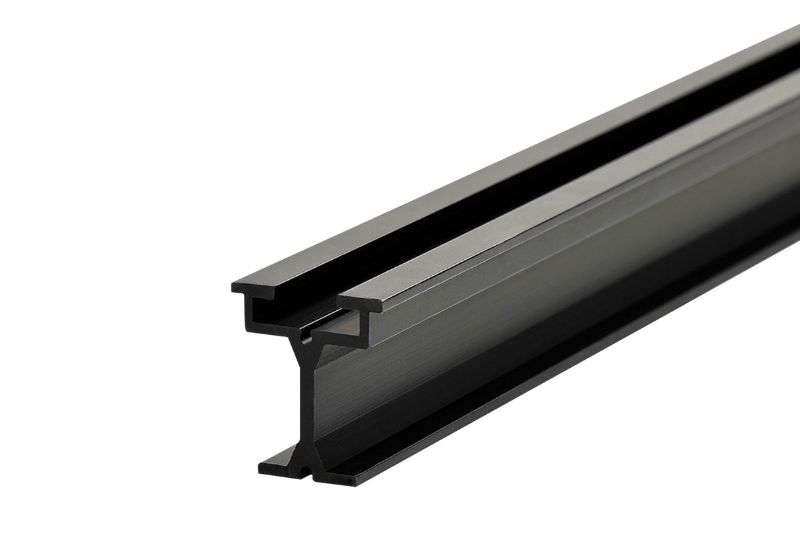 Wentex Eurotrack Schiene 200 cm schwarz eloxiert – stabile Profilschiene für Vorhänge an Traversen und Deckensystemen im Bühnen- und Eventbereich
